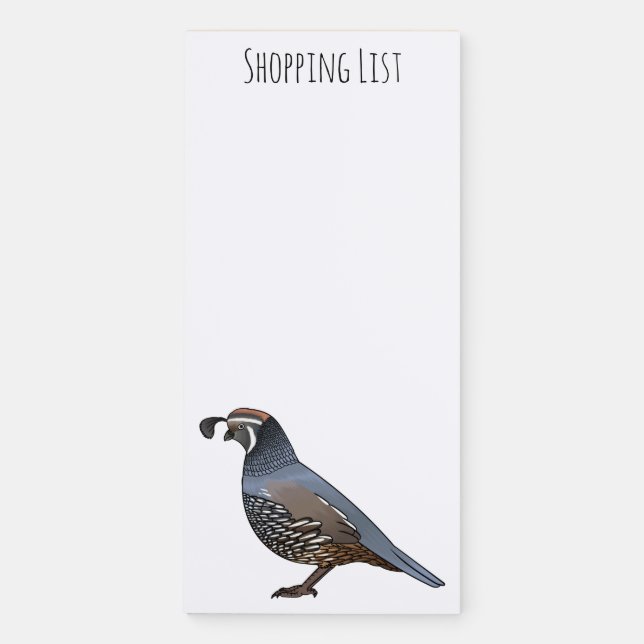 California quail bird cartoon illustration  magnetic notepad (Front)