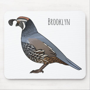 California quail bird cartoon illustration mouse pad
