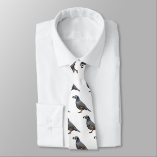 California quail bird cartoon illustration neck tie