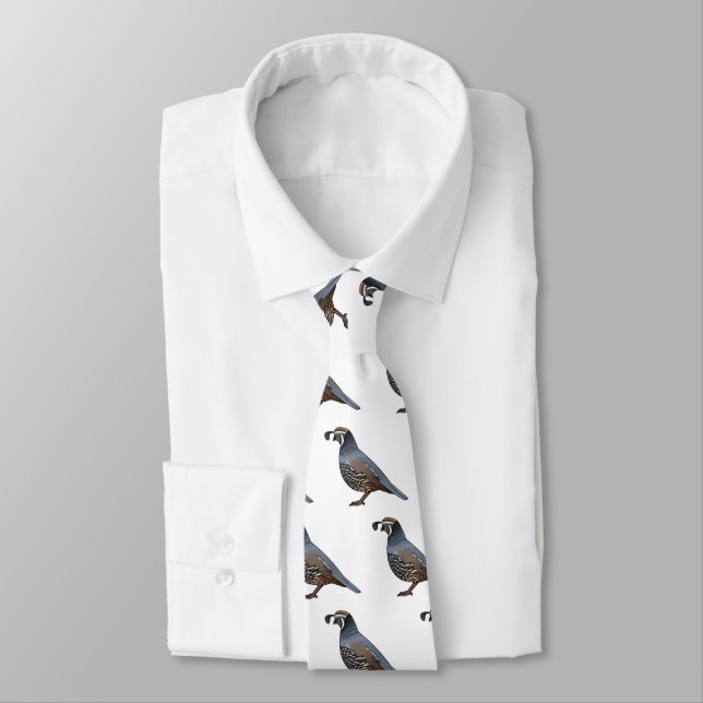 California quail bird cartoon illustration  neck tie (Tied)