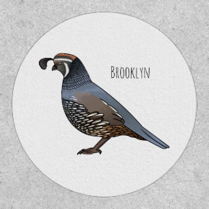 California quail bird cartoon illustration  patch