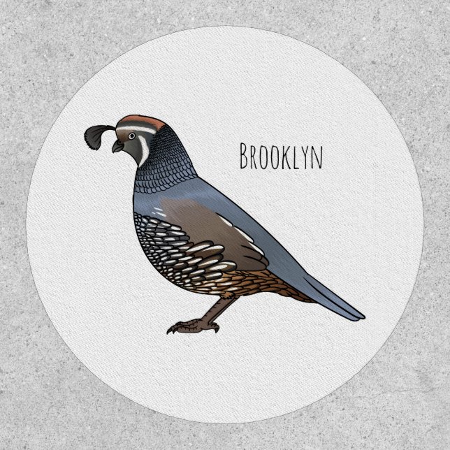 California quail bird cartoon illustration  patch (Front)