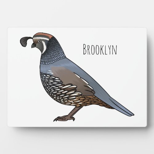 California quail bird cartoon illustration plaque