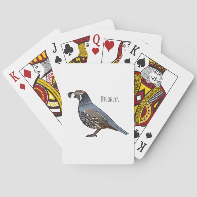 California quail bird cartoon illustration  poker cards (Back)