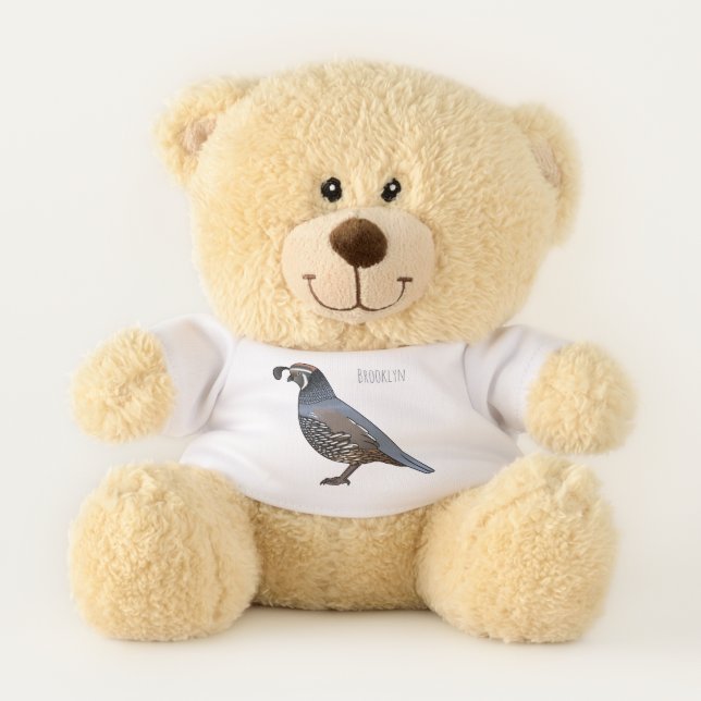 California quail bird cartoon illustration   teddy bear (Front)