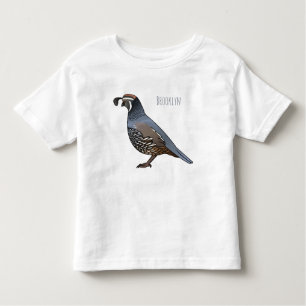 California quail bird cartoon illustration toddler t-shirt
