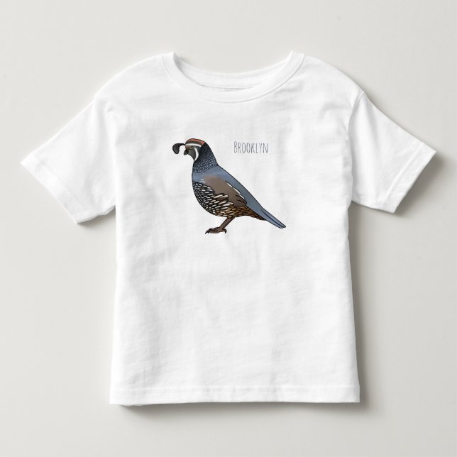 California quail bird cartoon illustration toddler t-shirt (Front)
