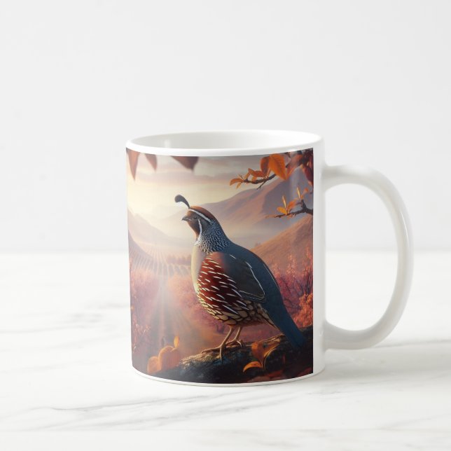 California Quail Birds Wildlife Nature Art Coffee Mug (Right)