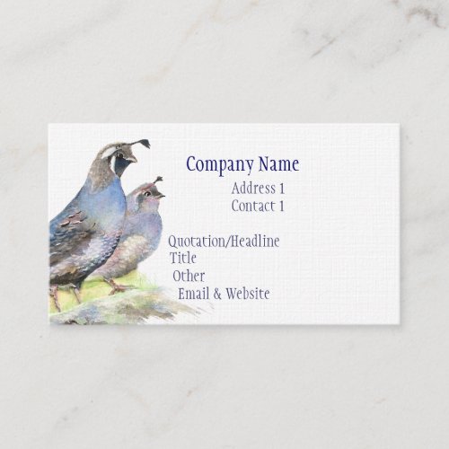 California Quail Business Card Bird Nature