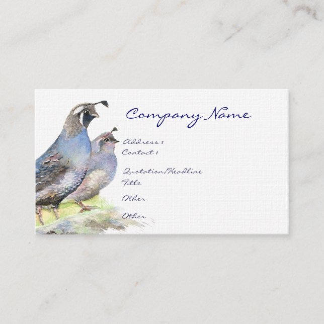 California Quail Business Card Bird Nature (Front)