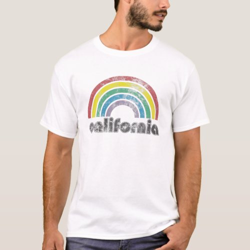 California Rainbow 70S 80S Style Retro Gay Pride T_Shirt