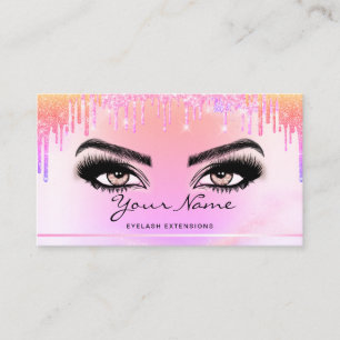California Rainbow Trendy drips Lashes script Business Card