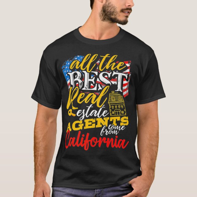 California Real Estate Agents American Flag Califo T-Shirt (Front)