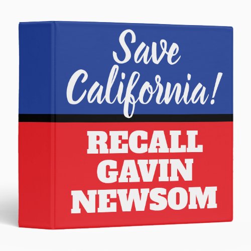 California Recall Governor Newsom 3 Ring Binder