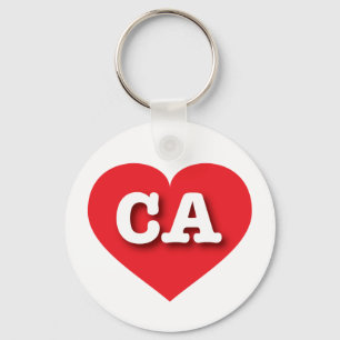 California Red Heart - I love CA Keychain
