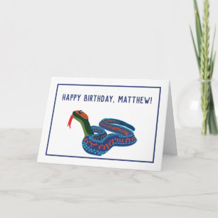 California Red Sided Garter Snake Birthday Card