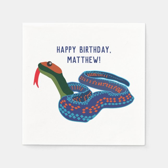 California Red Sided Garter Snake Birthday Party Napkins (Front)