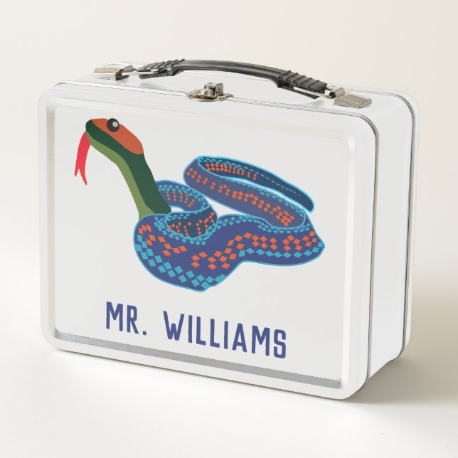 California Red Sided Garter Snake Personalized Metal Lunch Box (Front)