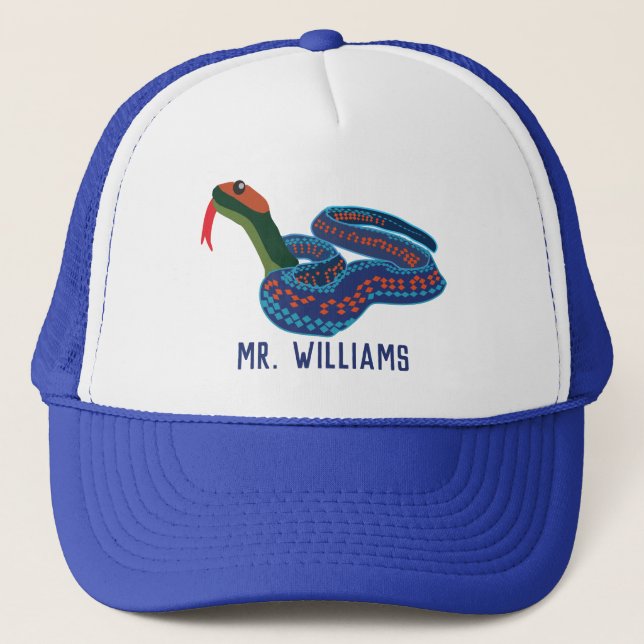 California Red Sided Garter Snake Personalized Trucker Hat (Front)