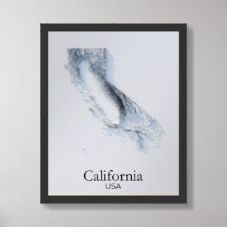 California Relief Map - Grey Geographic Map Framed Art