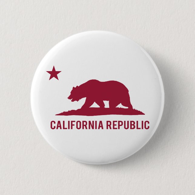 California Republic - Basic - Red Pinback Button (Front)