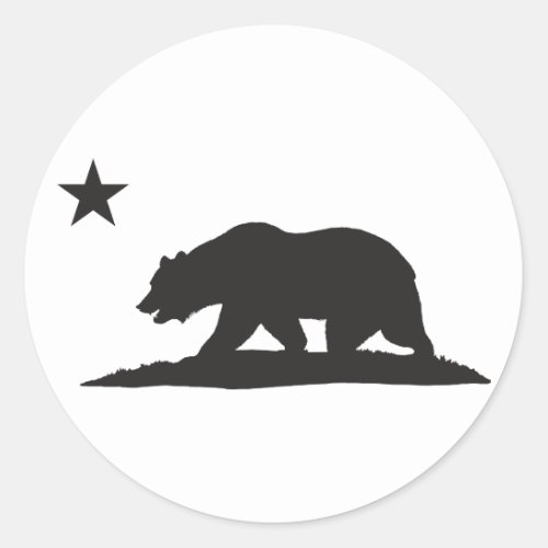 California Republic Bear _ Black Classic Round Sticker