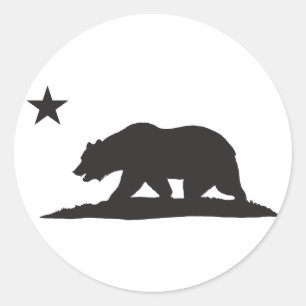 California Republic Bear - Black Classic Round Sticker