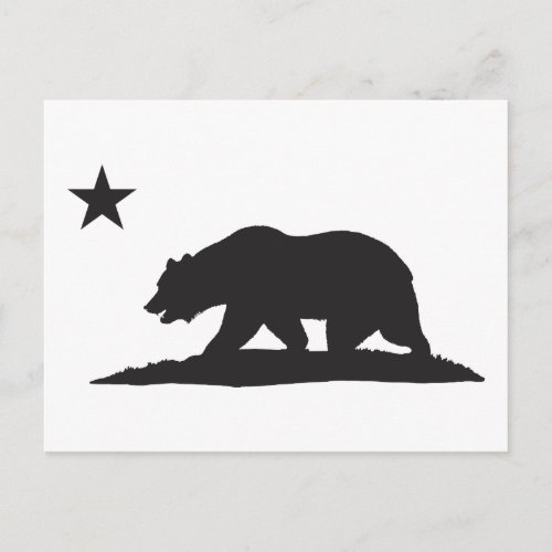 California Republic Bear _ Black Postcard