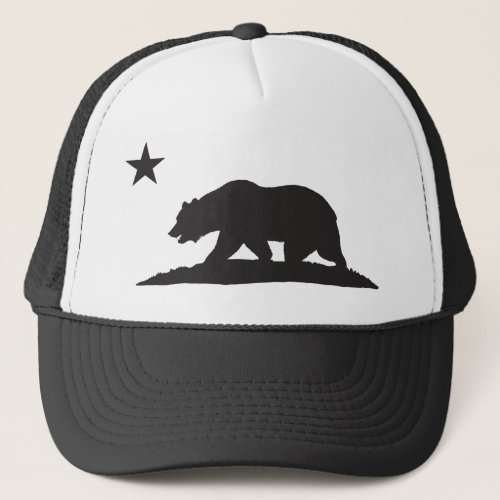 California Republic Bear _ Black Trucker Hat