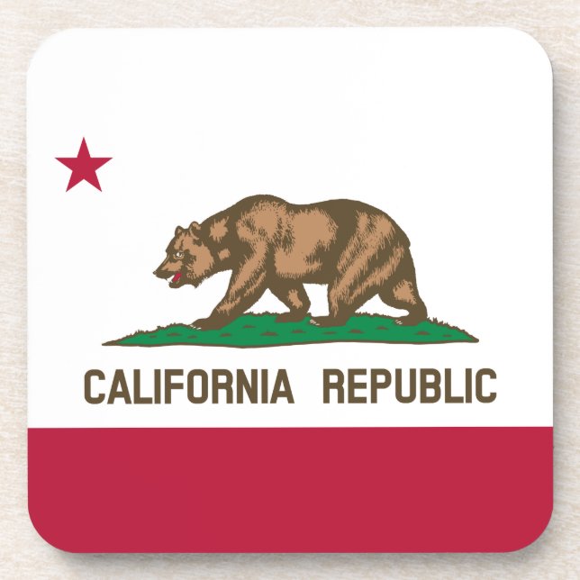 California Republic Bear Flag: Cali Golden State Beverage Coaster (Front)