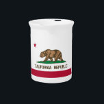 California Republic Bear Flag: Cali Golden State Beverage Pitcher<br><div class="desc">The California Republic flag is a symbol of the short-lived Bear Flag Republic, which existed for a period of 25 days in 1846. The flag is a simple design with a single red star on a white background. The star is said to represent the lone star state, and the white...</div>