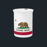 California Republic Bear Flag: Cali Golden State Beverage Pitcher<br><div class="desc">The California Republic flag is a symbol of the short-lived Bear Flag Republic, which existed for a period of 25 days in 1846. The flag is a simple design with a single red star on a white background. The star is said to represent the lone star state, and the white...</div>