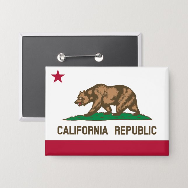 California Republic Bear Flag: Cali Golden State Button (Front/Back)