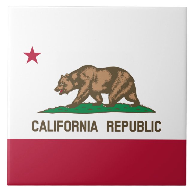 California Republic Bear Flag: Cali Golden State Ceramic Tile (Front)