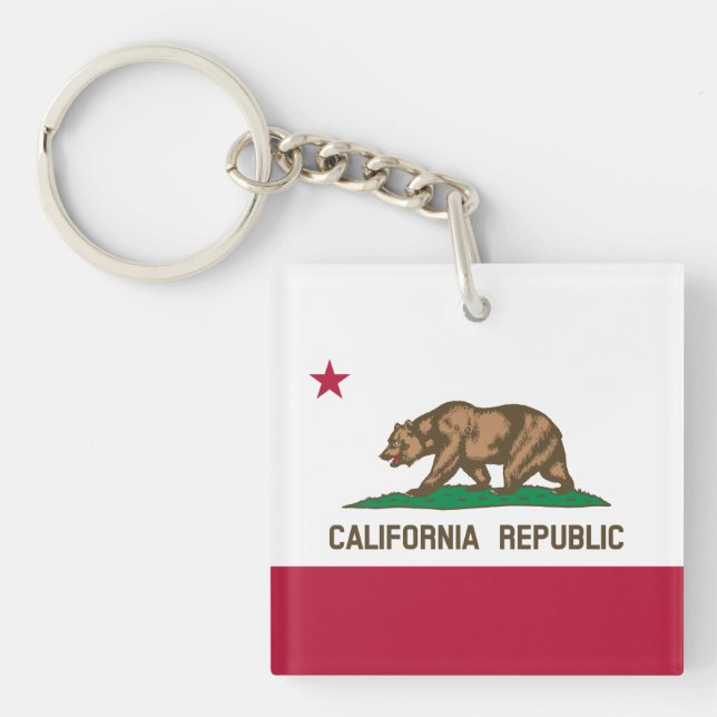 California Republic Bear Flag: Cali Golden State Keychain (Front)