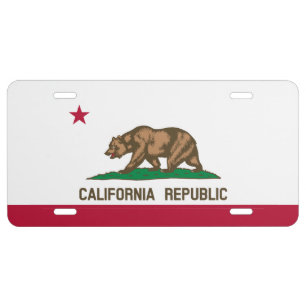 California Republic Bear Flag: Cali Golden State License Plate