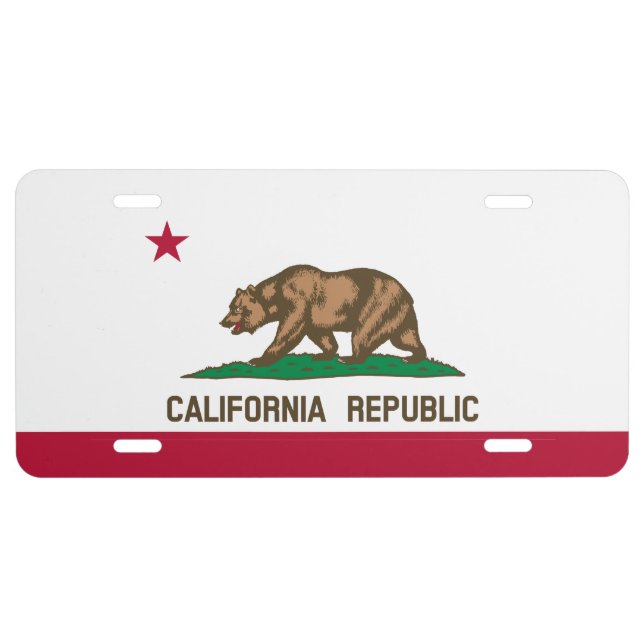 California Republic Bear Flag: Cali Golden State License Plate (Front)