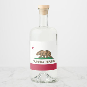 California Republic Bear Flag: Cali Golden State Liquor Bottle Label