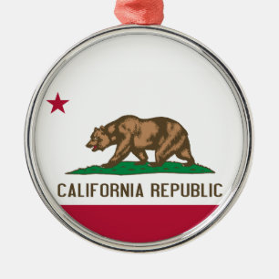 California Republic Bear Flag: Cali Golden State Metal Ornament