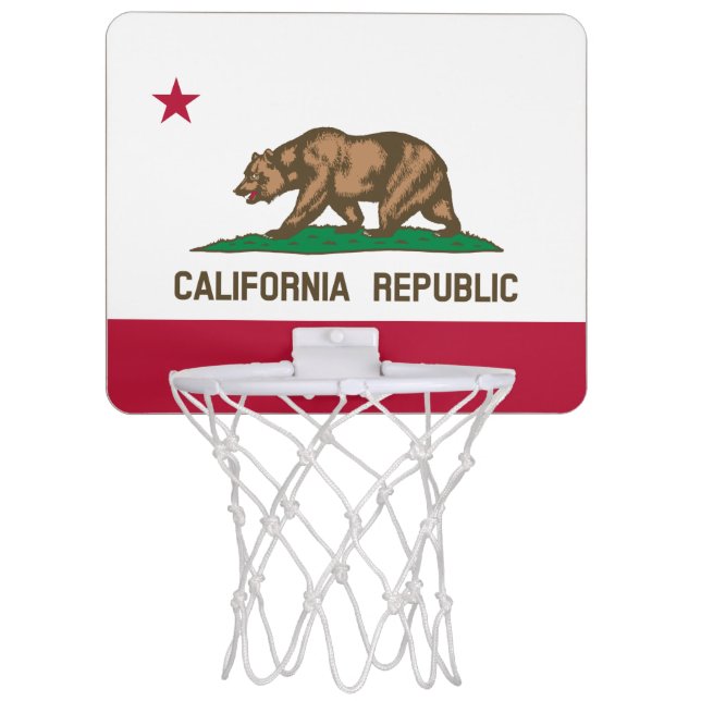 California Republic Bear Flag: Cali Golden State Mini Basketball Hoop (Front)