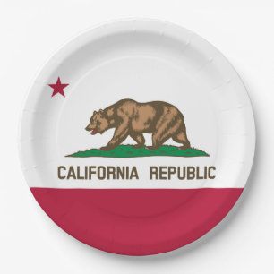 California Republic Bear Flag: Cali Golden State Paper Plates