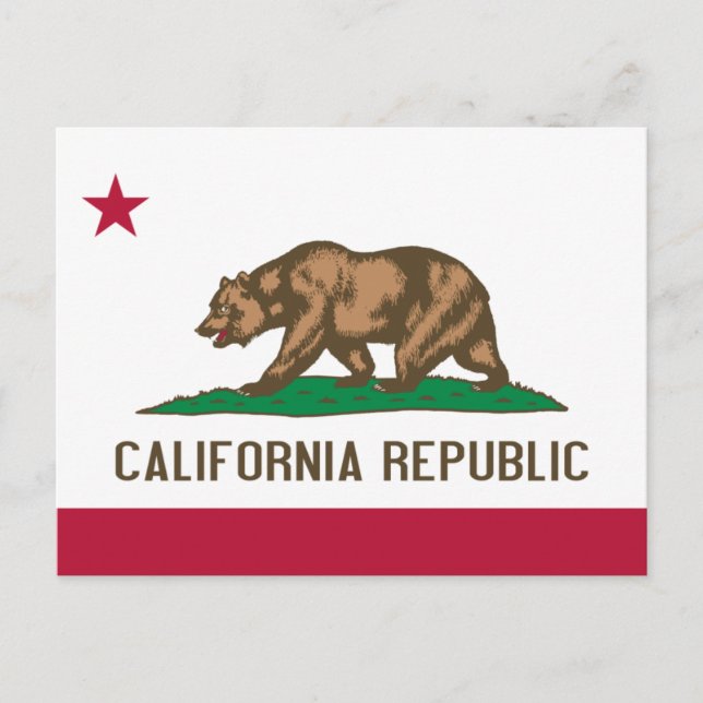 California Republic Bear Flag: Cali Golden State Postcard (Front)