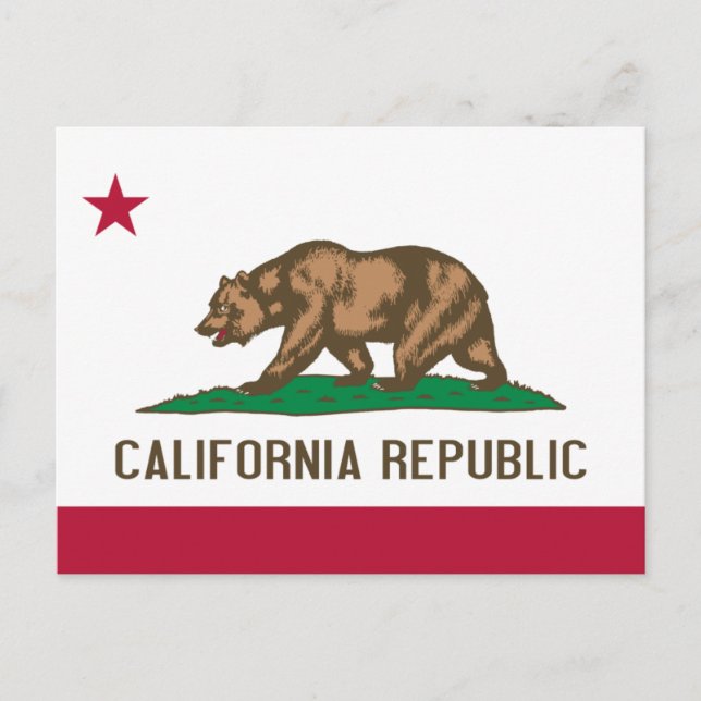 California Republic Bear Flag: Cali Golden State Postcard (Front)