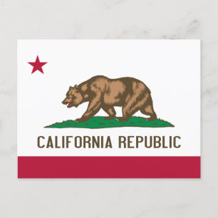 California Republic Bear Flag: Cali Golden State Postcard