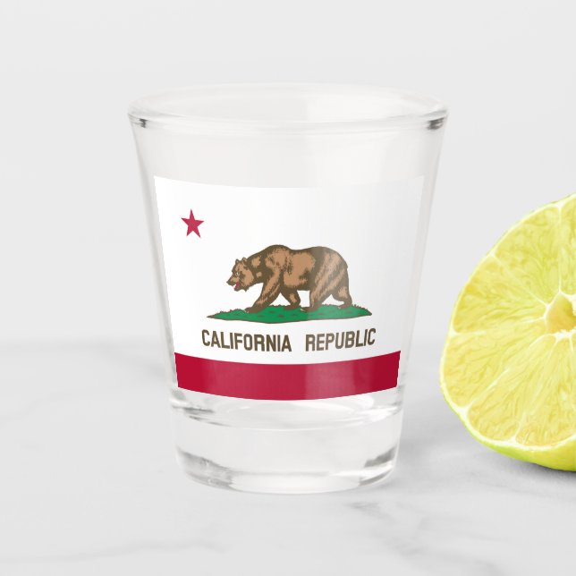California Republic Bear Flag: Cali Golden State Shot Glass (Front)