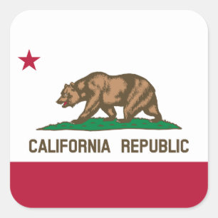 California Republic Bear Flag: Cali Golden State Square Sticker