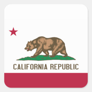 California Republic Bear Flag: Cali Golden State Square Sticker