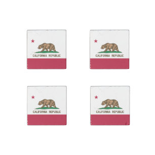 California Republic Bear Flag: Cali Golden State Stone Magnet