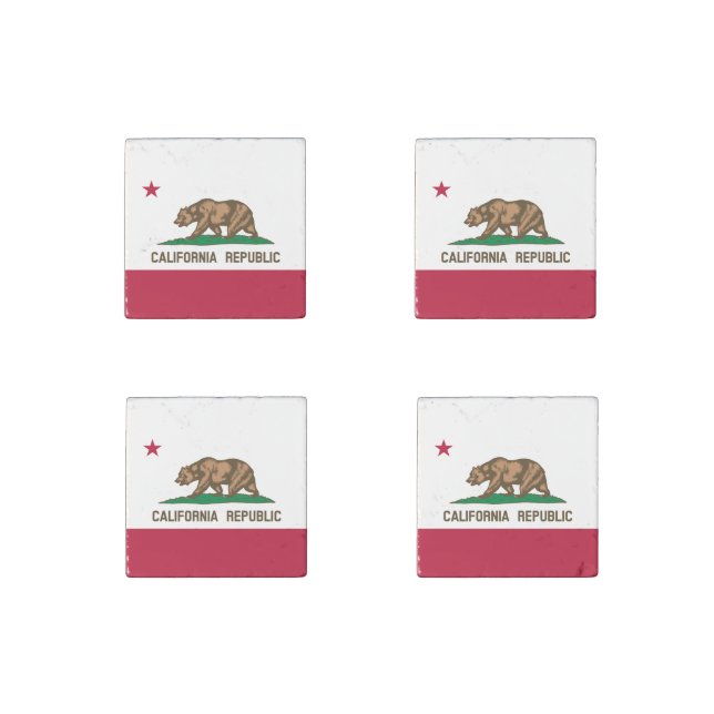 California Republic Bear Flag: Cali Golden State Stone Magnet (Front)