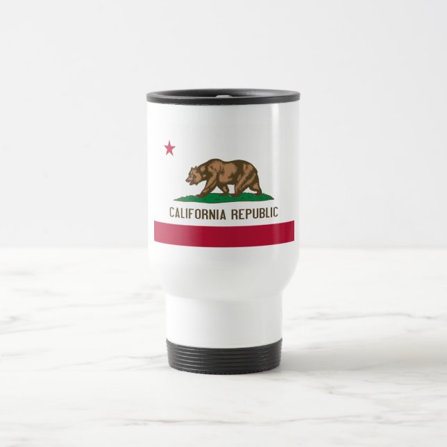 California Republic Bear Flag: Cali Golden State Travel Mug (Center)
